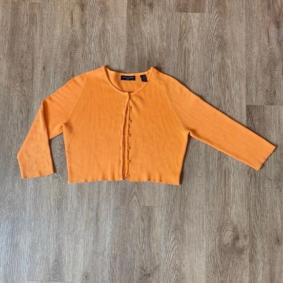 90s Vintage Silk Ribbed Cropped Cardigan - Picture 4 of 11